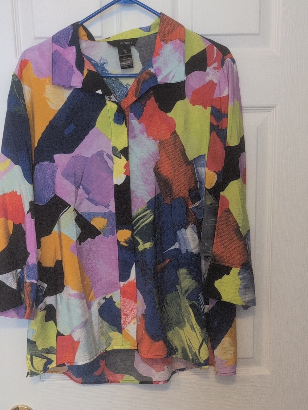 All That Jazz Abstract Brushstroke Button-Up Shirt - Multicolor